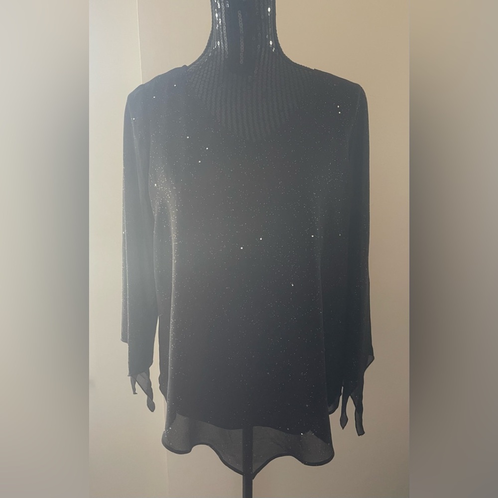 Lily Morgan Black Sparkly Long Sleeve Top Size Medium